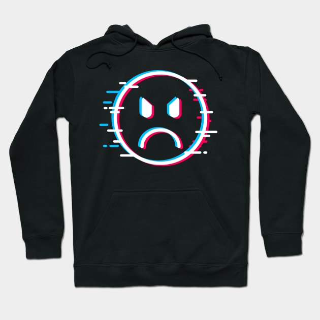 Glitch Face Angry Hoodie by machmigo